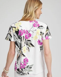 Hot Floral Tuck Detail Tee Tops