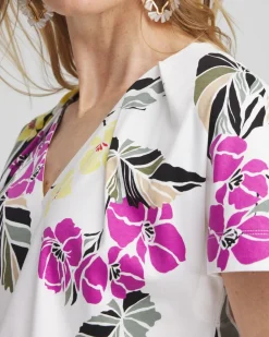 Hot Floral Tuck Detail Tee Tops