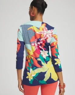 Clearance Floral V-neck Tunic Tops