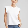 Outlet Flutter Cap Sleeve Tee Tops