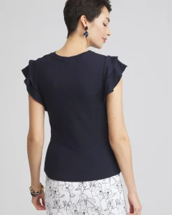 Outlet Flutter Cap Sleeve Tee Tops