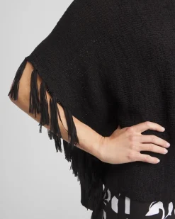 Online Fringe Knit Poncho Tops