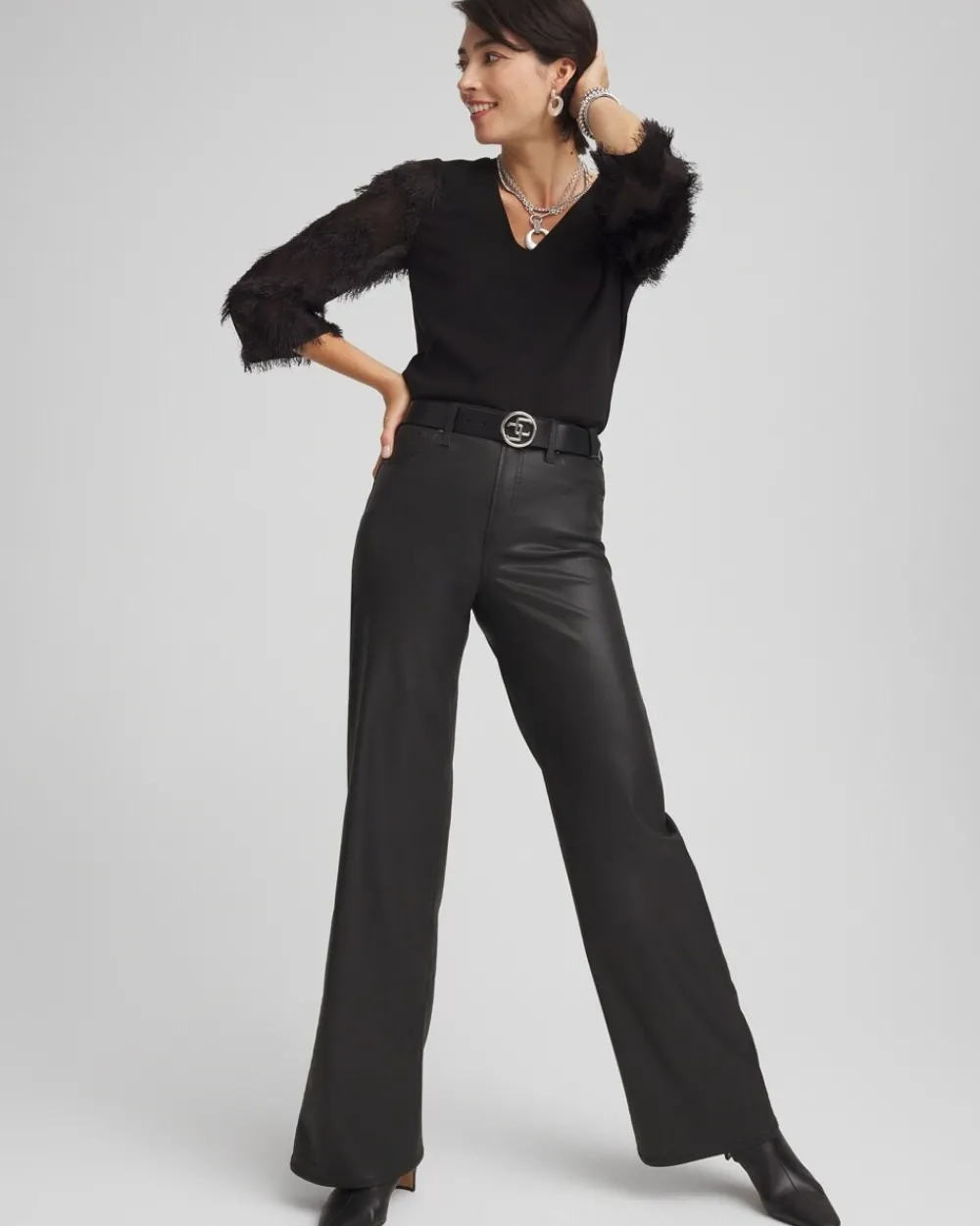 Cheap Fringe Sleeve Ponte Top Tops
