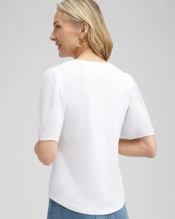 Outlet Gauze Flutter Sleeve Top Tops