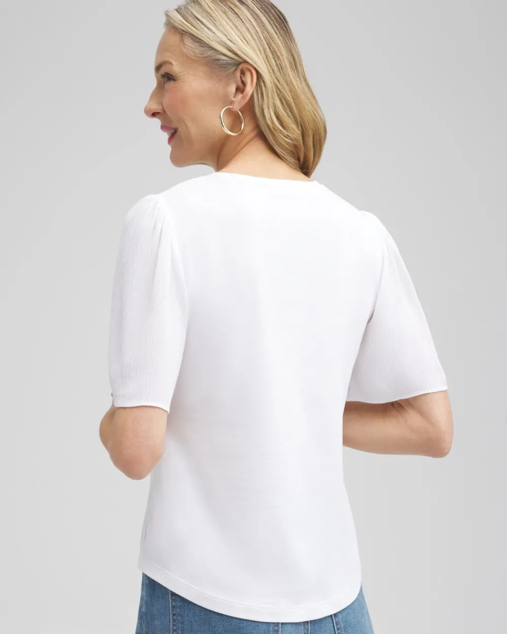 Outlet Gauze Flutter Sleeve Top Tops