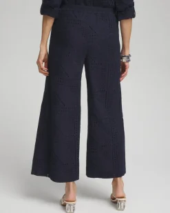 Online Geo Eyelet Soft Cropped Pants Pants