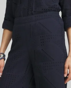Online Geo Eyelet Soft Cropped Pants Pants