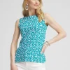 Best Geo Print Button Detail Tank Tops