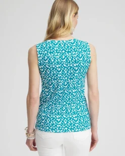 Best Geo Print Button Detail Tank Tops