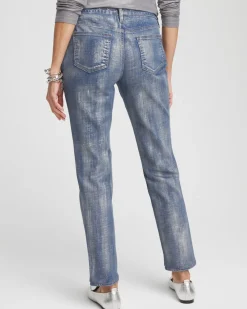 Hot Girlfriend Silver Coated Ankle Jeans Jeans & Denim