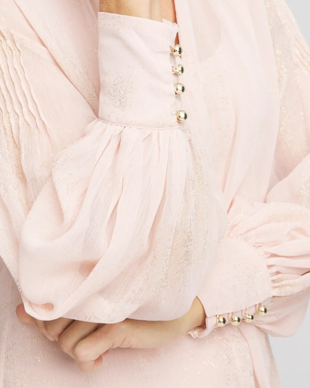 Sale Gold Foil Chiffon Pintuck Blouse Tops | Blouses & Shirts
