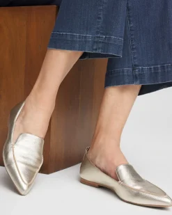 New Metallic Leather Loafer Shoes