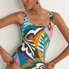 Clearance Gottex Print Square Neck One Piece Swimsuit Swim