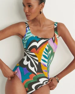 Clearance Gottex Print Square Neck One Piece Swimsuit Swim