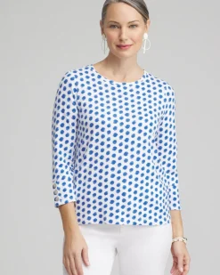 Best Ikat 3/4 Sleeve Button Tee Tops