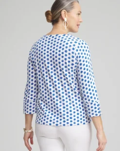 Best Ikat 3/4 Sleeve Button Tee Tops