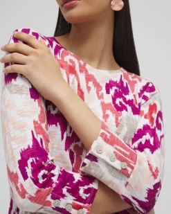 Clearance Ikat 3/4 Sleeve Button Tee Tops