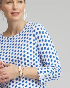 Best Ikat 3/4 Sleeve Button Tee Tops