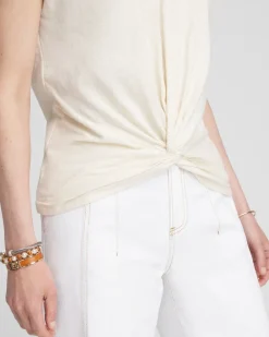 Sale Inverted Knot Front Tee Tops
