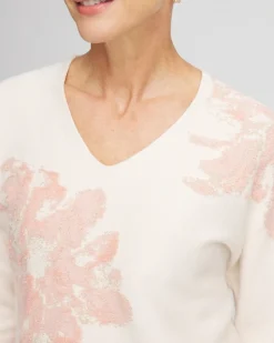 Fashion Jacquard Floral Pullover Sweater Sweaters