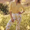 Fashion Juliet Floral Straight Cropped Pants Pants