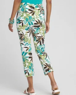 Cheap Juliet Palm Print Straight Cropped Pants Pants
