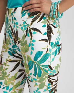 Cheap Juliet Palm Print Straight Cropped Pants Pants