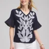Shop Leaf Linen Blend Flutter Sleeve Top Tops