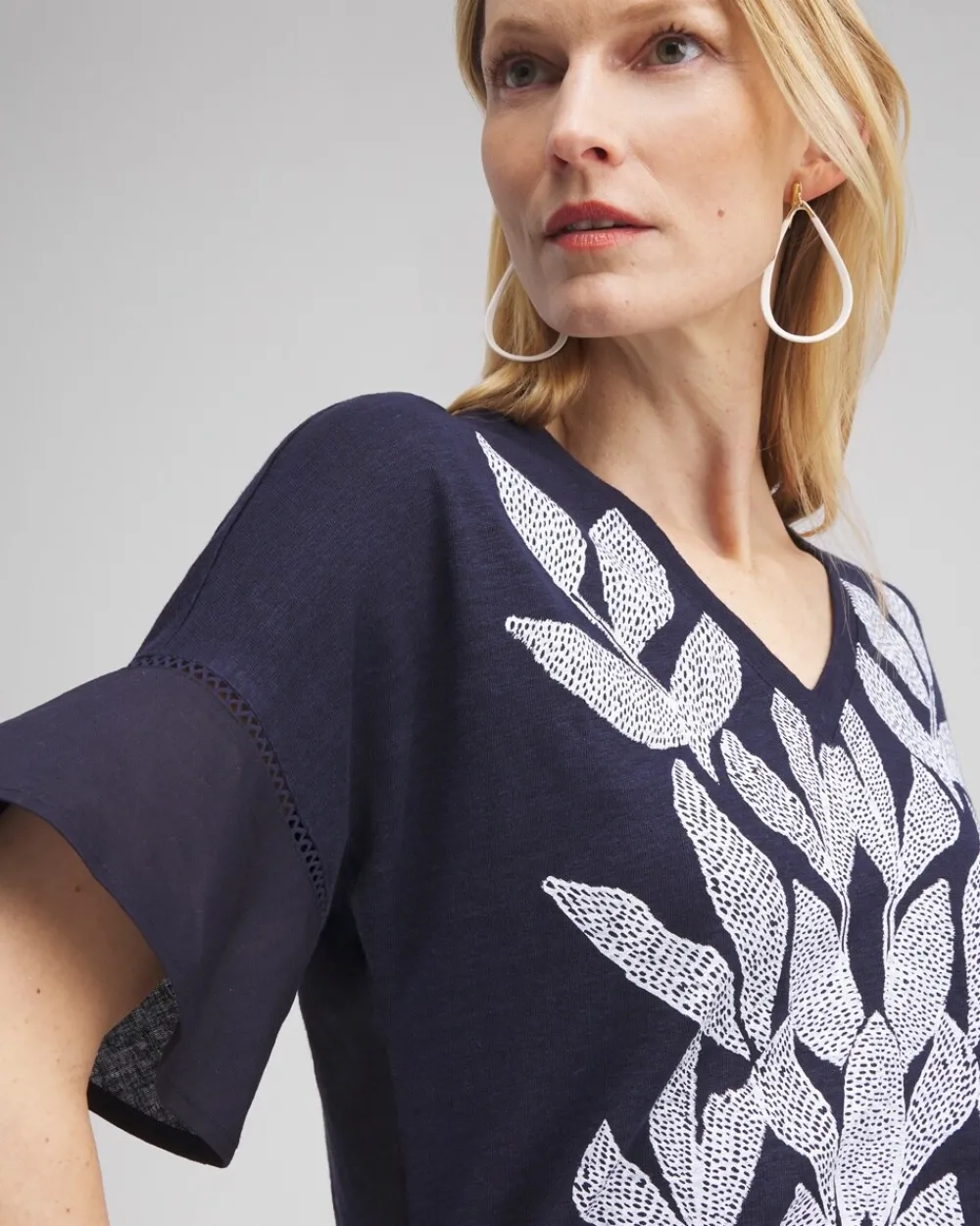 Shop Leaf Linen Blend Flutter Sleeve Top Tops