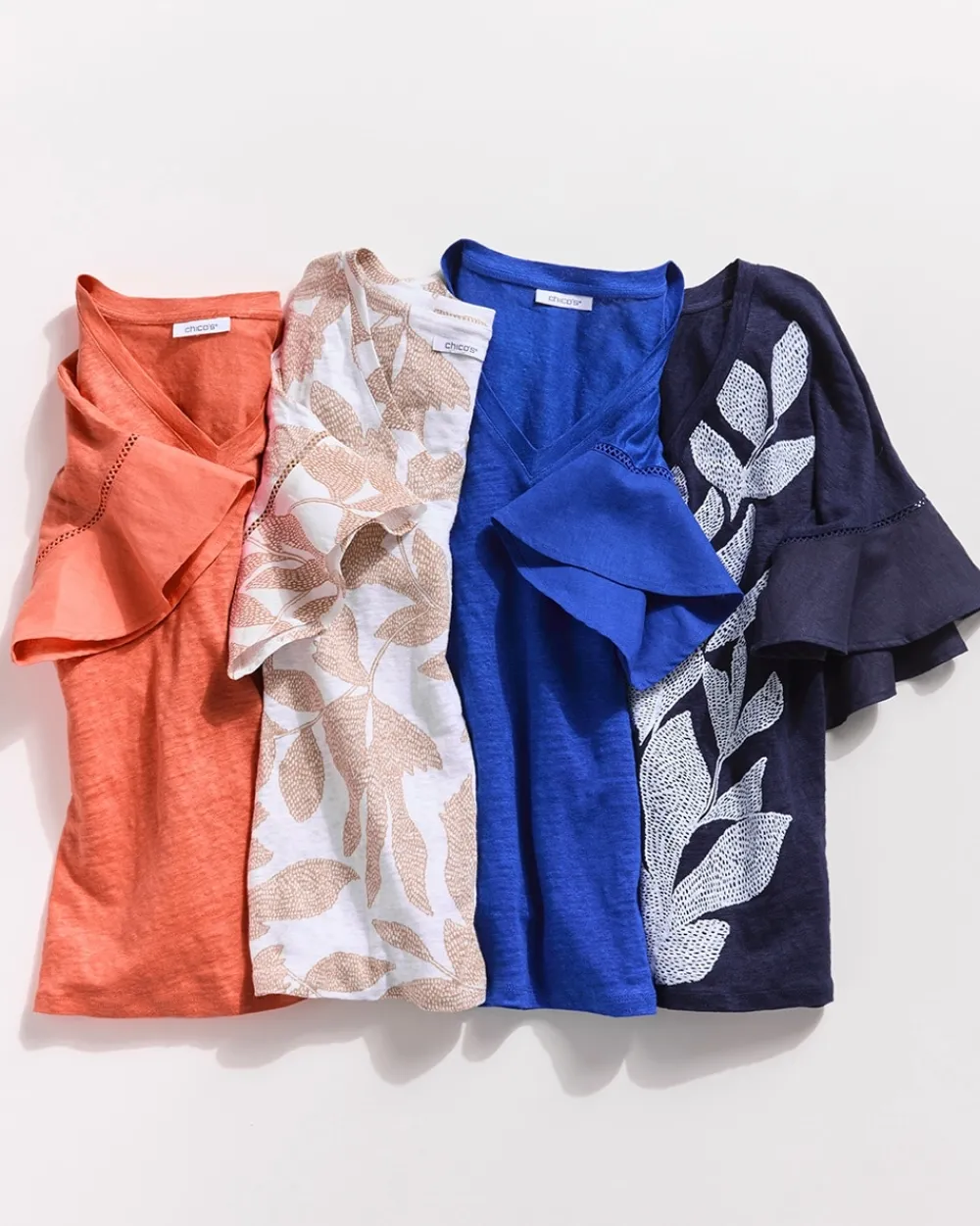 Shop Leaf Linen Blend Flutter Sleeve Top Tops