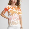 Best Sale Leaf Print Bateau Neck Tee Tops
