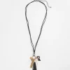Sale Leather Mixed Metal Charm Necklace Necklaces