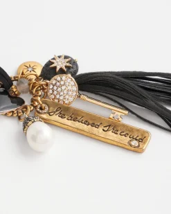 Sale Leather Mixed Metal Charm Necklace Necklaces