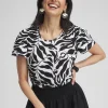 Sale Leaves Linen Flutter Sleeve Tee Tops