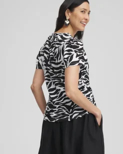 Sale Leaves Linen Flutter Sleeve Tee Tops