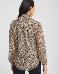 New Leopard Print Bow Blouse Tops