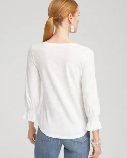 Sale Lilies Smocked 3/4 Sleeve Tee Tops