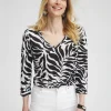 Hot Linen Bi-Color Palms 3/4 Sleeve Tee Tops