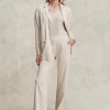 Hot Linen Blend Stripe Flare Leg Pants Pants