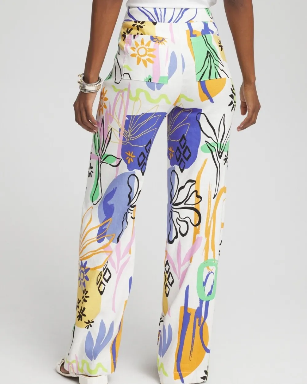 Best Sale Linen Blend Surreal Print Pants Pants
