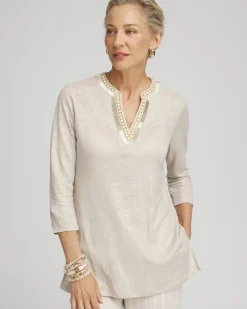 Best Sale Linen Embellished Tunic Tops