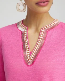 Clearance Linen Embellished Tunic Tops