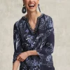 Sale Linen Floral Embellished Tunic Tops