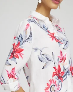 Hot Linen Floral Fringe Shirt Tops