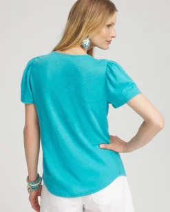 Best Linen Flutter Sleeve Tee Tops