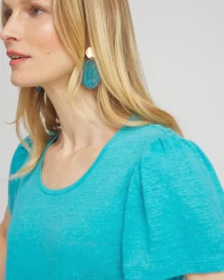 Best Linen Flutter Sleeve Tee Tops