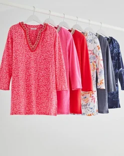 Cheap Linen Foil Embellished Tunic Tops