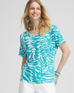 Shop Linen Leaves Sweater Trim Tee Tops