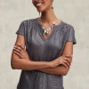 Store Linen Metallic Tee Tops