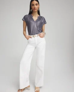 Store Linen Metallic Tee Tops